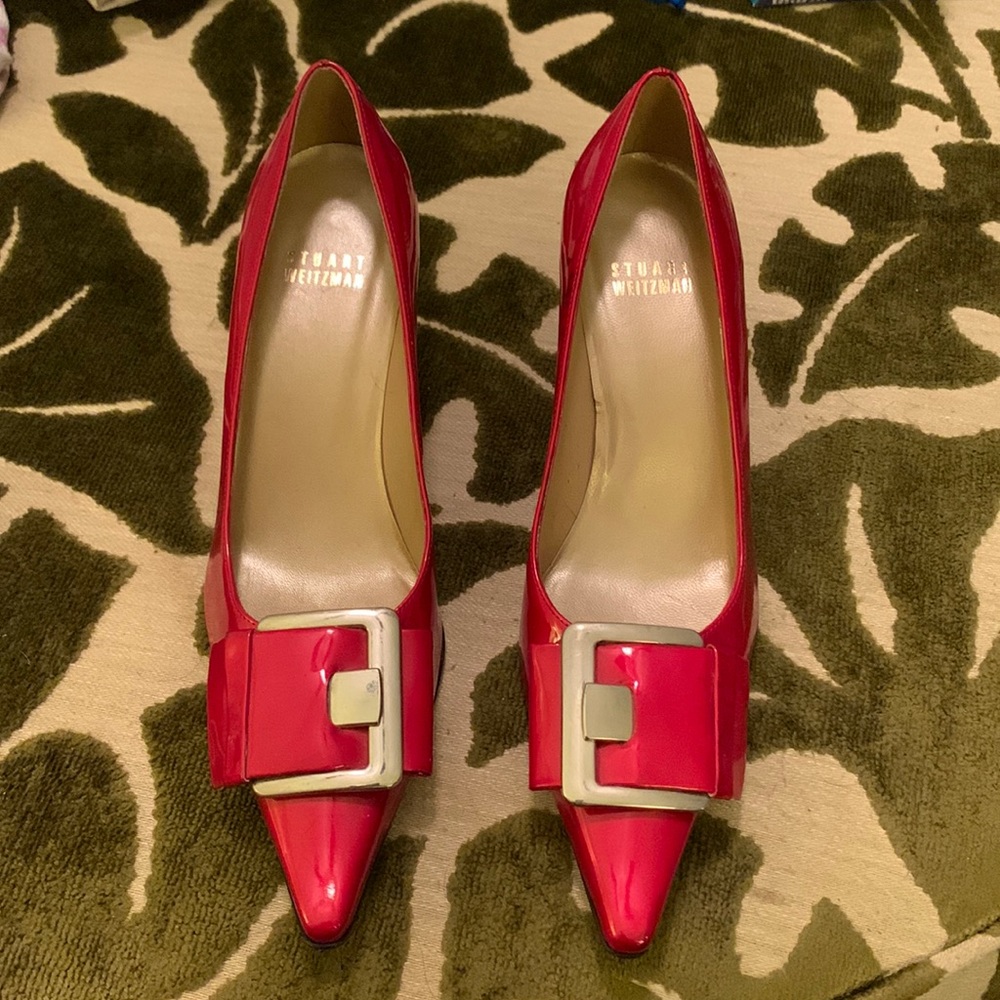 Vintage Stuart Weitzman Red Patent Pointed Toe Pumps